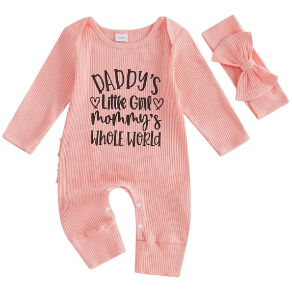 Akiihool Infant Girl Pajamas Baby Girls Bodysuit Outfits Spring Winter Clothes Light Pink,3-6 Months