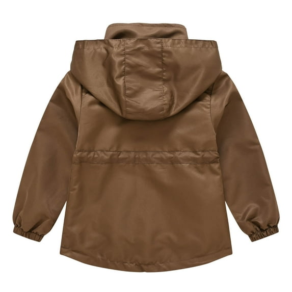 Akiihool Jacket Girl Winter Girls Full Zip Hoodie Jacket Hooded Lined Coats Windbreakers (Brown,7-8 Years)