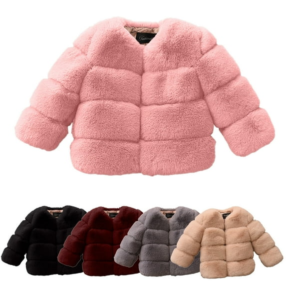 Akiihool Jacket for Girl Girls and Toddlers' Long Heavyweigh Cotton Lined Rain Jackets (Black,5-6 Years)