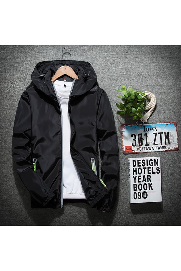 Jackets for Men Big and Tall Men's Jacket Lightweight Windbreaker Bomber Jacket Windbreaker Softshell Varsity Jacket Coat (Black,5XL)