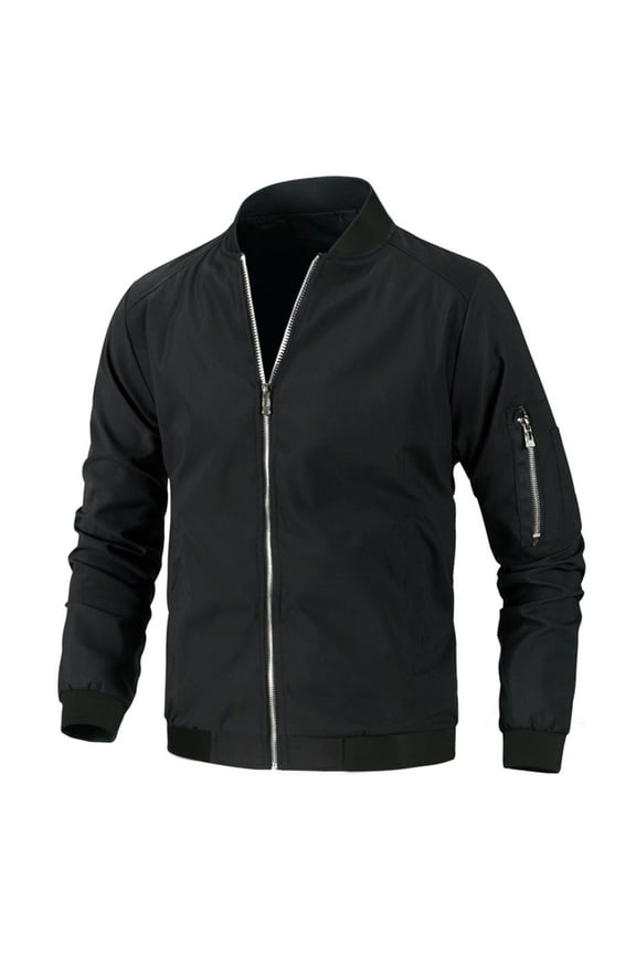 Jackets for Men Big and Tall Mens Fashion Varsity Jacket Causal Slim Fit Casual Bomber Jacket Varsity Coat (Black,L)