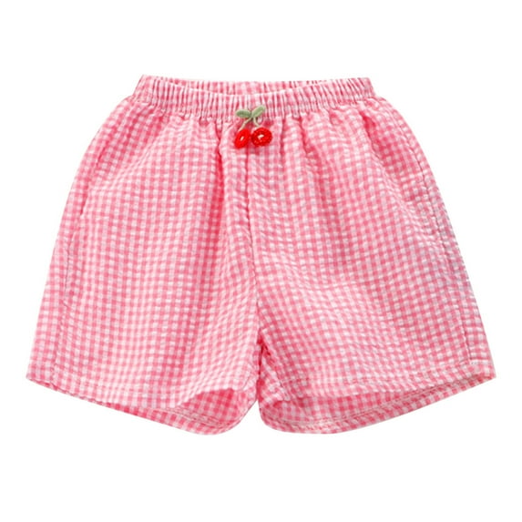 Akiihool Jean Shorts for Girls Children's Shorts Wear Summer Thin Plaid Beach Pants For Boys And Girls Baby Hot Pants (Pink,12-18 Months)