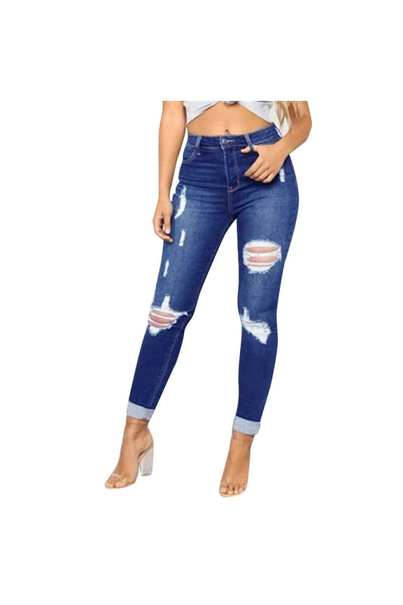 Jeans Women High Waisted Women's High Waisted-Rise Colored Stretch Tapered Jean (Dark Blue,S)