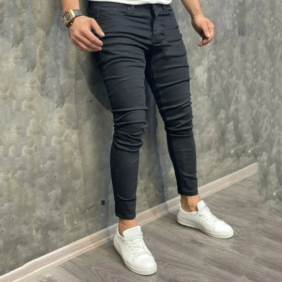 Akiihool Jeans for Men Men's -Fit Boot Cut Jean (Black,XXL)
