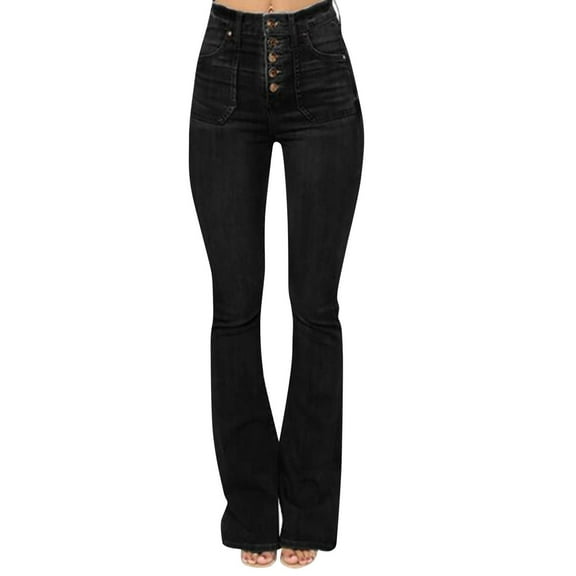 Akiihool Jeans for Women Trendy High Waist Skinny Stretch Ripped Destroyed Denim Cropped Jeans for Women, Black Size L