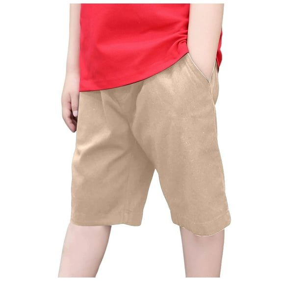 Akiihool Kid Shorts Boys Flat Front Performance Stretch Short (Brown,4-5 Years)
