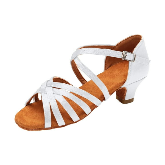 Akiihool Kids Heels for Girls Dress Shoes Mary Jane Wedding Party Shoes Princess Heels (White,3)