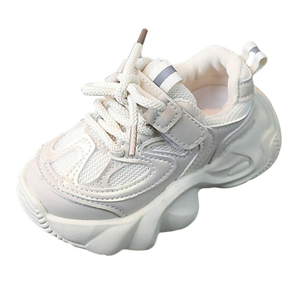 Akiihool Kids Sneakers Boys Girls Sneakers Kids Lightweight Breathable Strap Athletic Running Shoes for Little Kids(Beige,26)