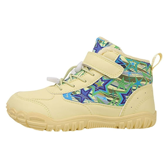 Akiihool Kids Snow Boots Girls and Boys Snow Fashion Ankle Boots Warm Walking Outdoor Shoes (Yellow,6-7 Years)