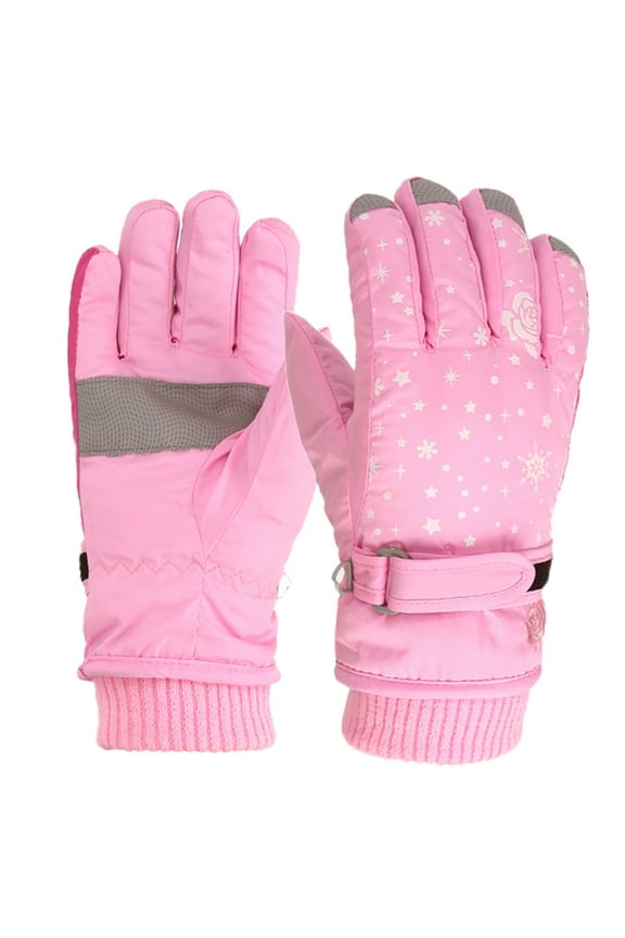Kids Winter Gloves Boys Girls Soft Warm Wool Lined Gloves Full Finger Stretchy Warm Gloves Gift for Boy Girl (Pink,One Size)