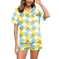 thumbnail image 1 of Akiihool Ladies Pajamas Sets Short Sleeve Tee Shirt with Shorts Set PJs Loungewear, White Size M, 1 of 5