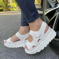 thumbnail image 1 of Akiihool Ladies Sandals Wide Width Women’s Flat Sandals Slip On Summer Gladiator Open Toe Braided Slingback Shoes (White,7), 1 of 3