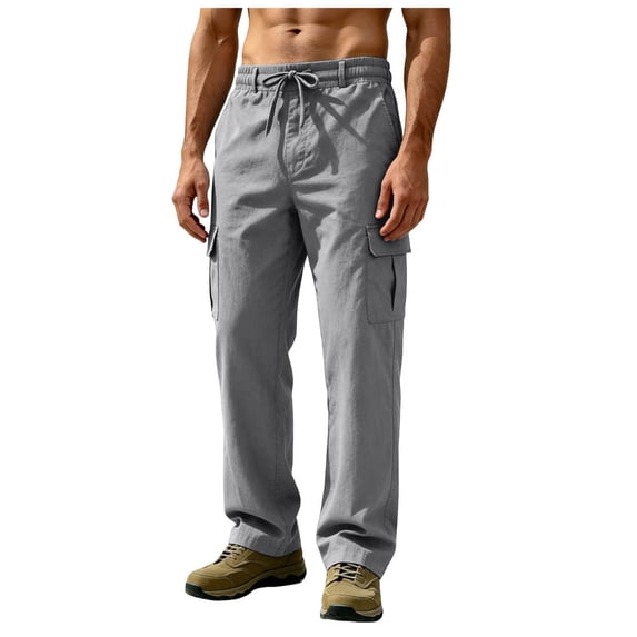 Akiihool Lightweight Summer Pants for Men Men's Straight Fit Comfort Stretch Chino Pant Dark Gray,L