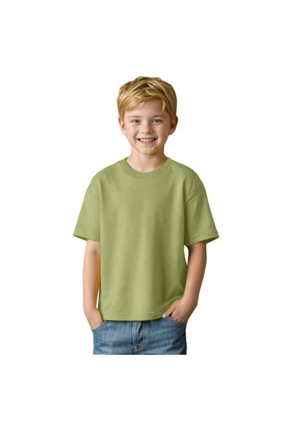 Little Boy Shirt Boys Shirts Short Sleeve Shirts for Boys Summer Tshirts Kids Basic T-Shirts Unisex Tees Top Clothes (Light Green,10-12 Years)