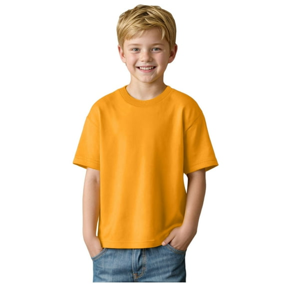 Akiihool Boys Tshirt Boys' Short Sleeve Crewneck Tee (Yellow,3-4 Years)