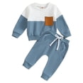 thumbnail image 1 of Akiihool Little Boys Outfits Baby Boy Clothes 3 6 12 18 Months Ribbed Knitted Long Sleeve Romper and Pants Sets Newborn Fall Splicing Color Outfits, Blue, 1 of 7