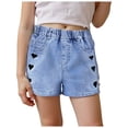 thumbnail image 1 of Akiihool Little Girls Denim Shorts Girls Jean Shorts Teen Tween Youth Mid Rise Casual Summer Kids (Black,5-6 Years), 1 of 5
