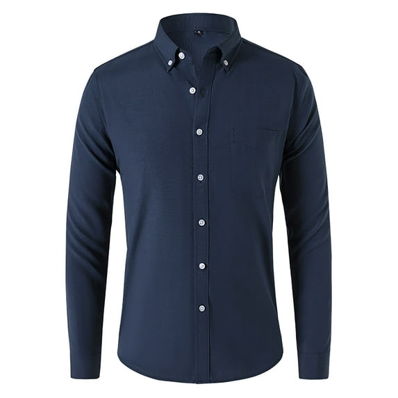 Akiihool Long Sleeve Shirts for Men Dress Shirts for Men Button Down Aloha Shirt Gift (Navy,M)