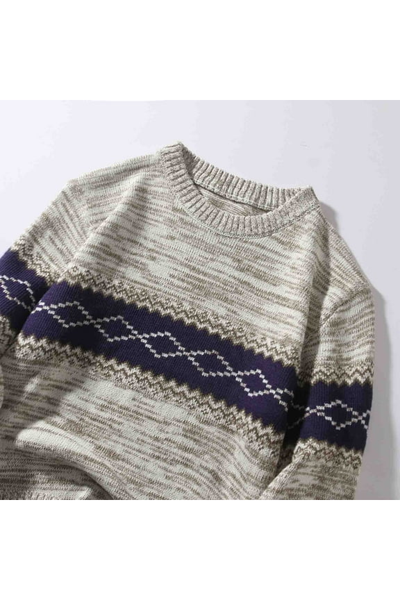 Long Sleeve Sweater Sweater Printed Pullover Mens Long Sleeves Sweater Long Sleeve Solid Knitwear Sweaters (Beige,L)