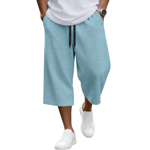 Akiihool Loose Pants for Men Men's Relaxed Classic Fit Flat Front Pants Light Blue,L