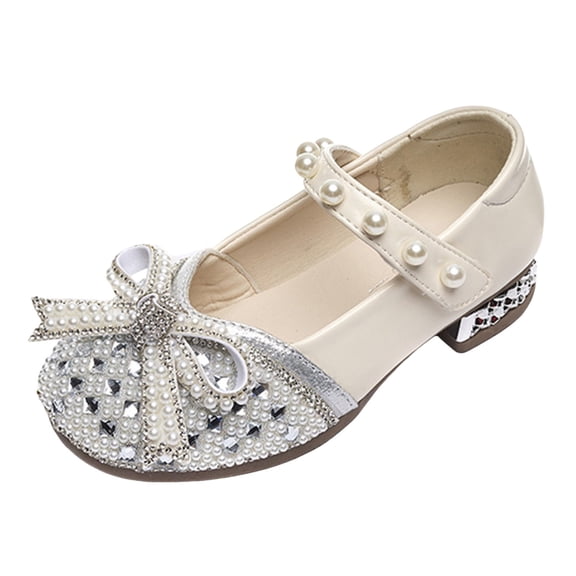 Akiihool Mary Jane Shoes Big Kids Girl's Ballerina Flat Dress Ballet Flat Shoes（Toddler/Little Kid/Big Kid) (Silver,13.5)
