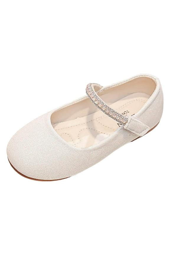 Mary Jane Shoes for Kids Mary Jane Flats for Toddler Girls Little Kids Dress Princess Wedding Ballet Shoes (White,11)