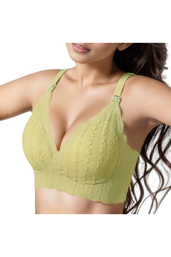 Maternity Bra Support Pregnancy Padded Wireless Breathable Bralette, Green Size M