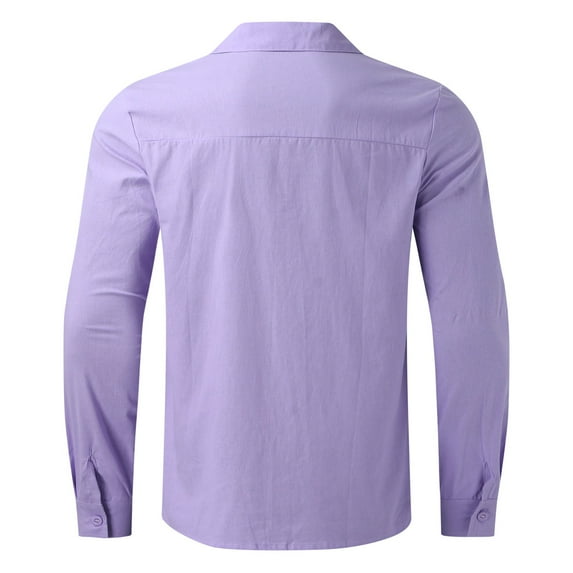 Akiihool Men Dress Shirt Mens Winter Dress Long Sleeve Button Up Shirt (Purple,XL)