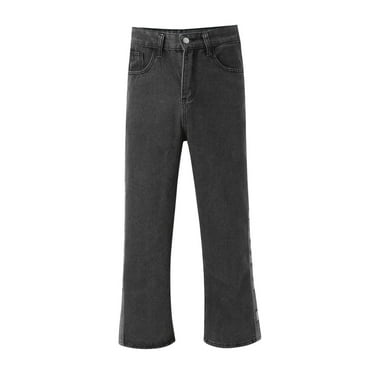 Akiihool Men Jeans Straight Fit Men's Relaxed Fit Boot Cut Jean (Black,M)