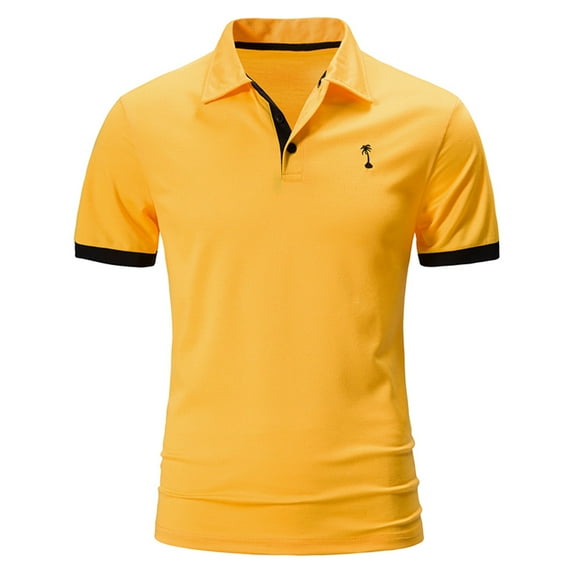 Akiihool Men Polo Shirt Men's Polo Shirts Regular Fit Cotton Golf Shirt Soft Breathable Business Casual Collared Tshirts (Yellow,XL)