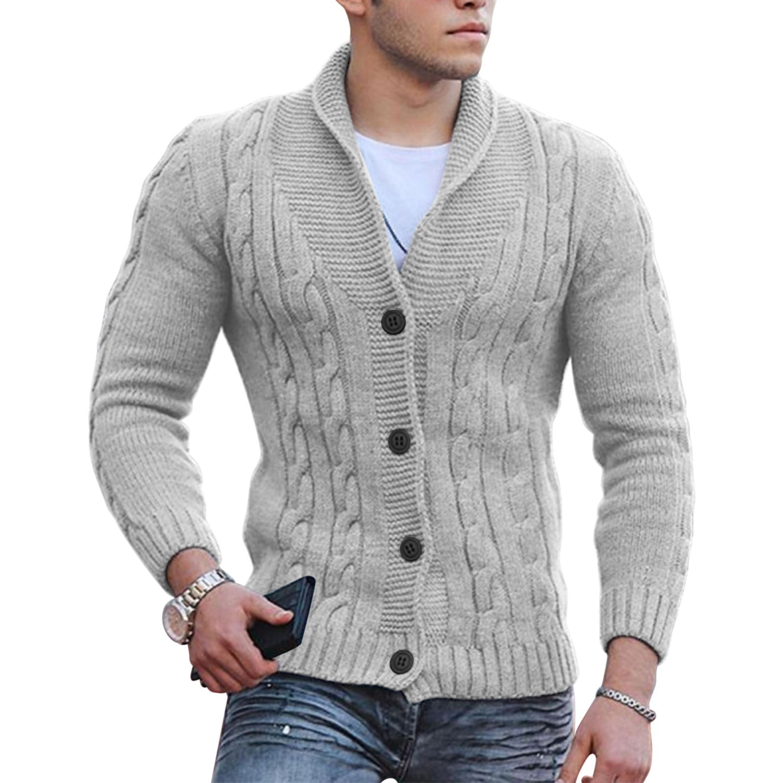 Akiihool Men S Cardigan Sweaters Big and Tall Men s Ruffle Shawl Collar Cardigan Open Front Lightweight Lightweight Open Front Long Length Cardigan