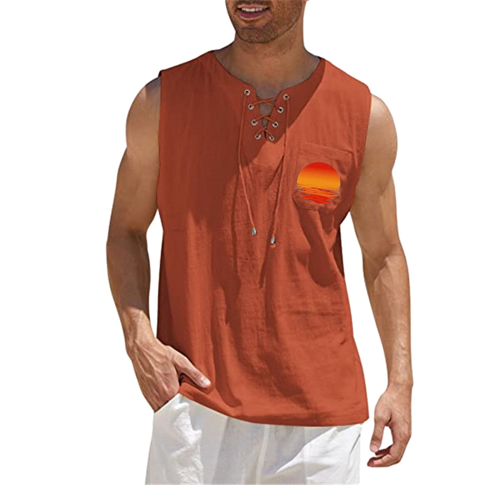 Akiihool Men Tank Tops Beach Men s Drop Arm Tank Top Sleeveless