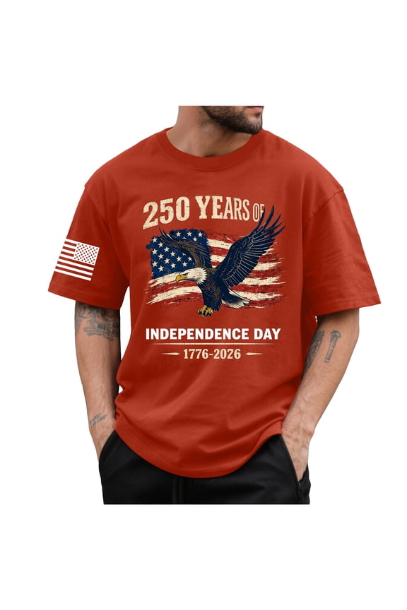 Men Vintage Shirt Men's T Shirt Short Sleeve Cotton Blend T-Shirts Crew Neck Casual Summer Basic Tee Shirts(Red,M)