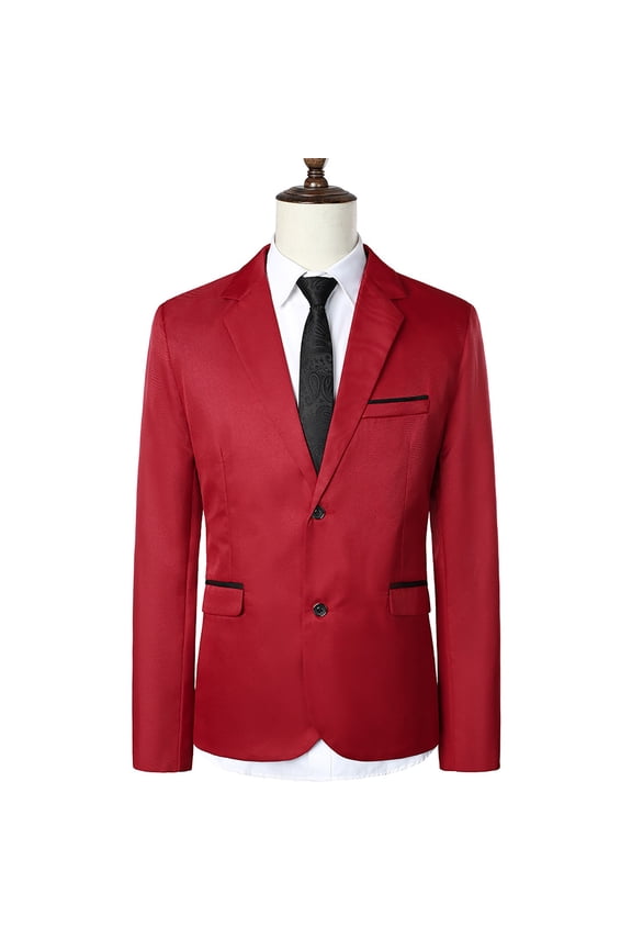 Men's Blazer for Work Professional Mens Sport Coat Casual Blazer One Button Sport Coat (Red,L)