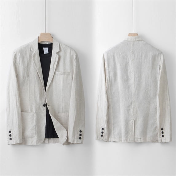 Akiihool Men's Blazers Casual Men's Slim Fit Lightweight Linen Jacket Sports Coats One Button (Khaki,M)