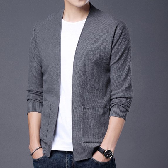 Akiihool Men's Cardigan Sweaters Mens Casual Comfortable Fit Cardigan Sweaters Jacket with Pockets (Grey,4XL)