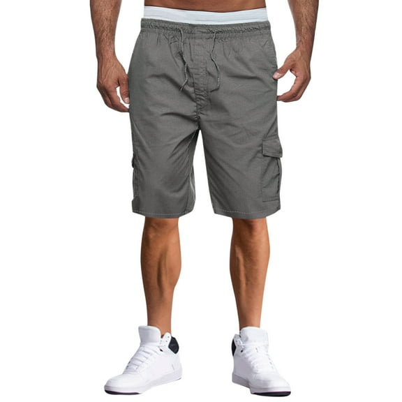 Akiihool Men's Cargo Shorts Belted Twill Cargo Shorts Men, Comfortable Relaxed Fit Casual Work Short for Mens (Grey,L)