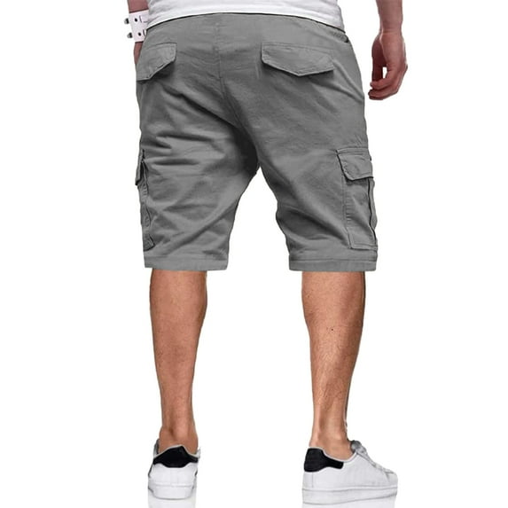 Akiihool Men's Cargo Shorts Men's Cargo Shorts Casual Multi Pockets Elastic Waist Shorts (Grey,XL)