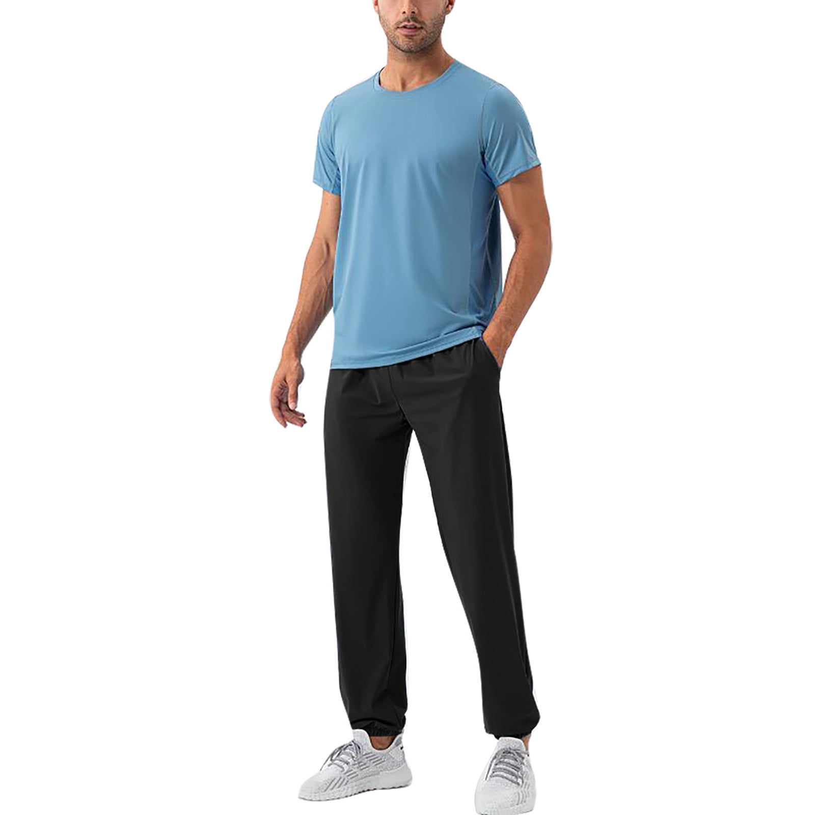 Akiihool Men's Casual Jogger Pants Cotton Lightweight Elastic Waist