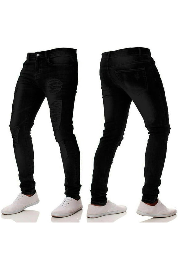 Men's Jeans Stretch Men's Skinny Slim Fit Stretch Jean (Black,28)