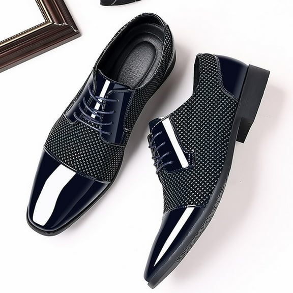 Akiihool Men's Oxfords Shoes Men's Dress Shoes Classic Mens Oxfords Fashion Lace Up Dress Shoes (Dark Blue,10.5)