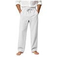 thumbnail image 1 of Akiihool Men's Pants Big and Tall Men's Relaxed Fit Signature Stretch Pants Pleated White,L, 1 of 5