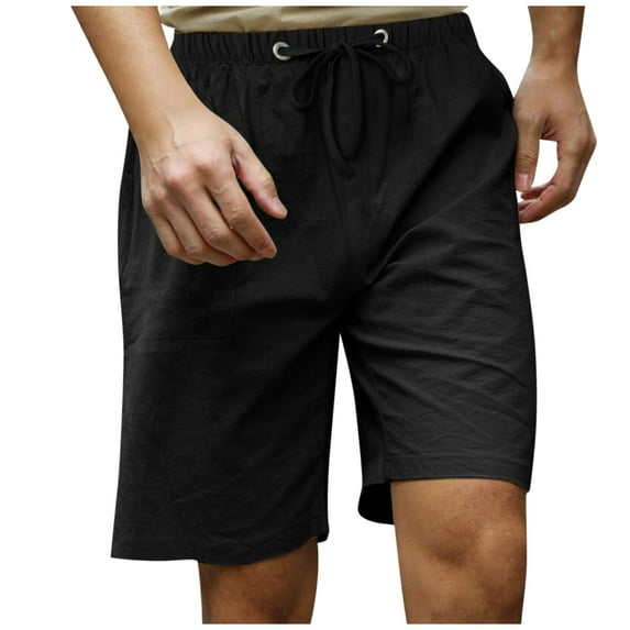 Akiihool Men's Shorts Casual Men's Classic Fit Flat Front Stretch Solid Chino Deck Short (Black,XL)