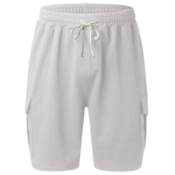 Akiihool Men's Shorts Casual Workout Sports Shorts with Zipper Pockets (Grey,L)