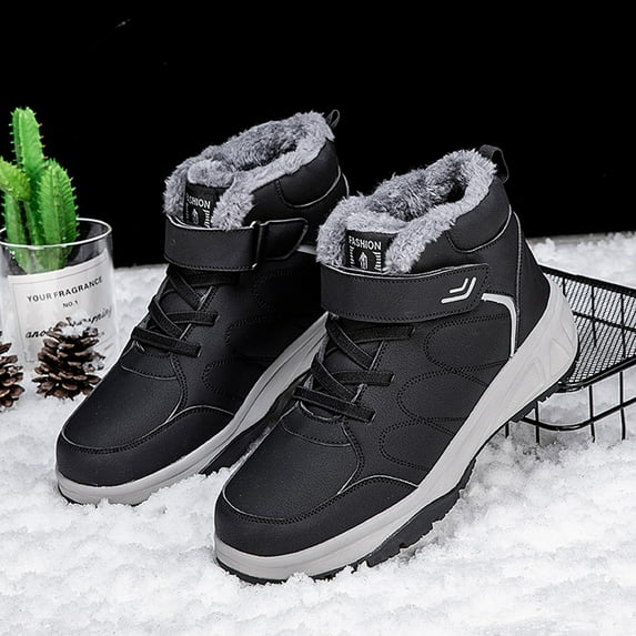 Akiihool Men's Snow Boots Wide Men's Winter Boots Snow Boots Walking Boots Cold-Weather Warm Lightweight Walking Boots (Black,9)