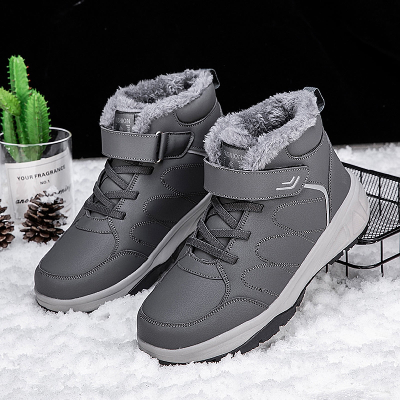 Akiihool Men's Snow Boots Wide Width Mens Lightweight Hiking Boots Mid