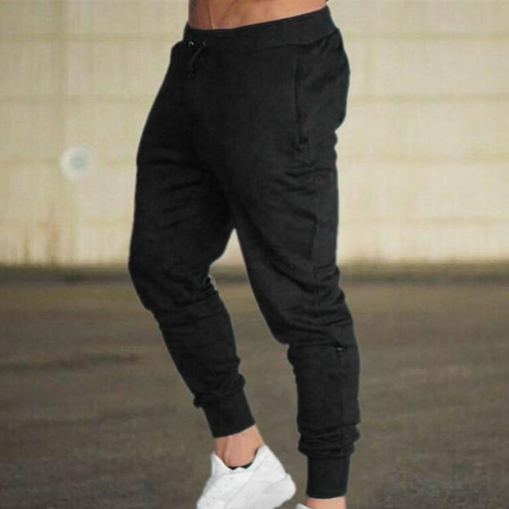 Akiihool Men's Summer Pants for Work Men's Basic Stretch Twill Jogger Pants Big and Tall (Black,L)