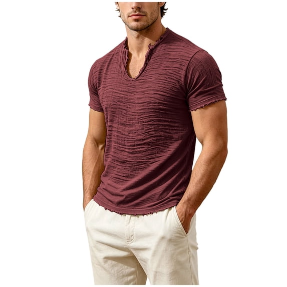Akiihool Men's Summer T-Shirts Men's Premium Crew Neck T Shirt Fresh Classic Tee Wine,XXXL