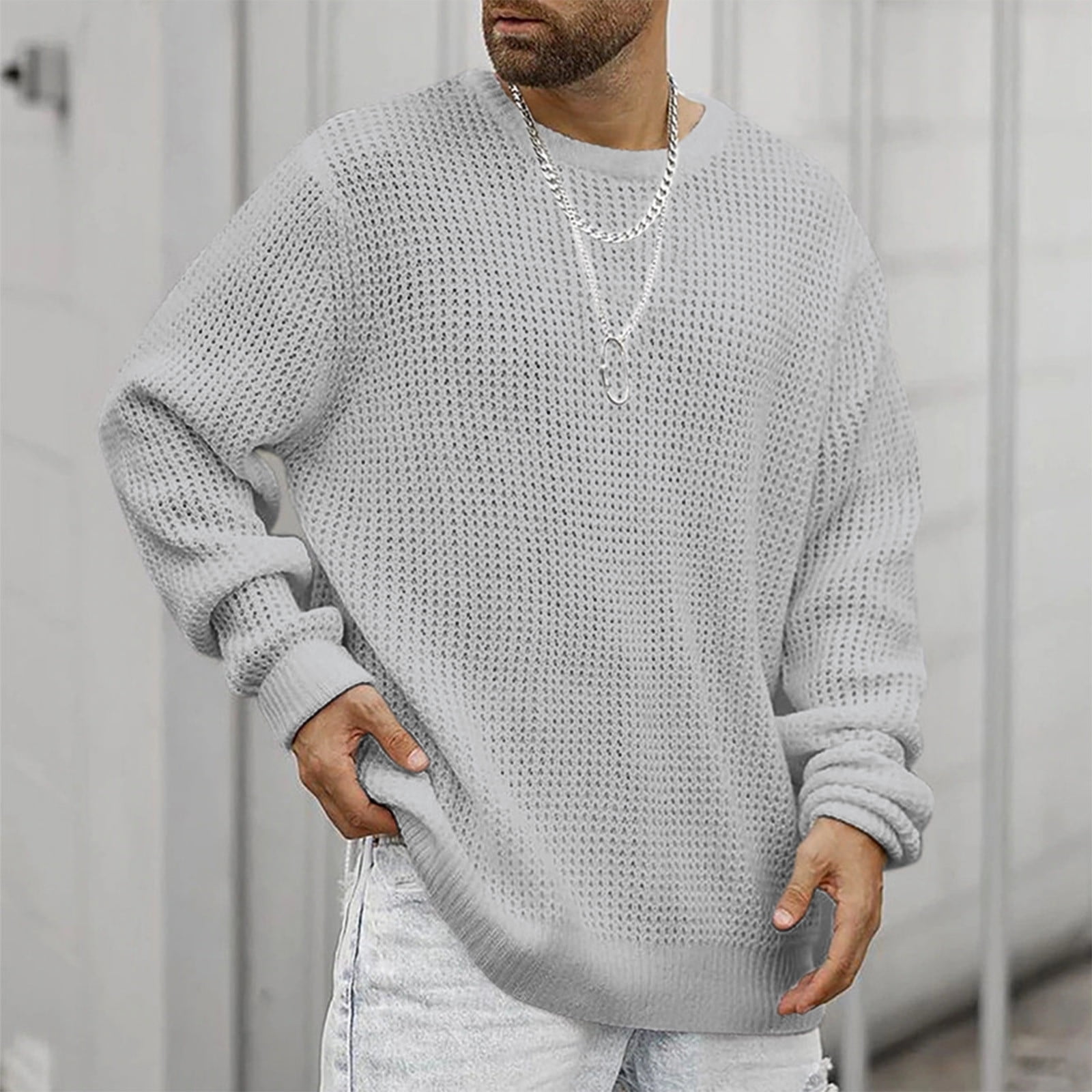 Akiihool Men's Sweaters Sweater Printed Pullover Mens Long Sleeves Casual  Knitted Turtleneck Pullover (Grey,XXL) - Walmart.com