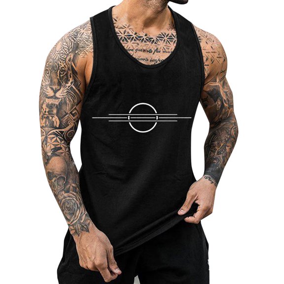 Akiihool Men's Tank Tops Workout Men's Tank Tops Swim Beach Sleeveless Shirt Gym Workout Stringer Muscle Tank Top Big and Tall (Black,L)